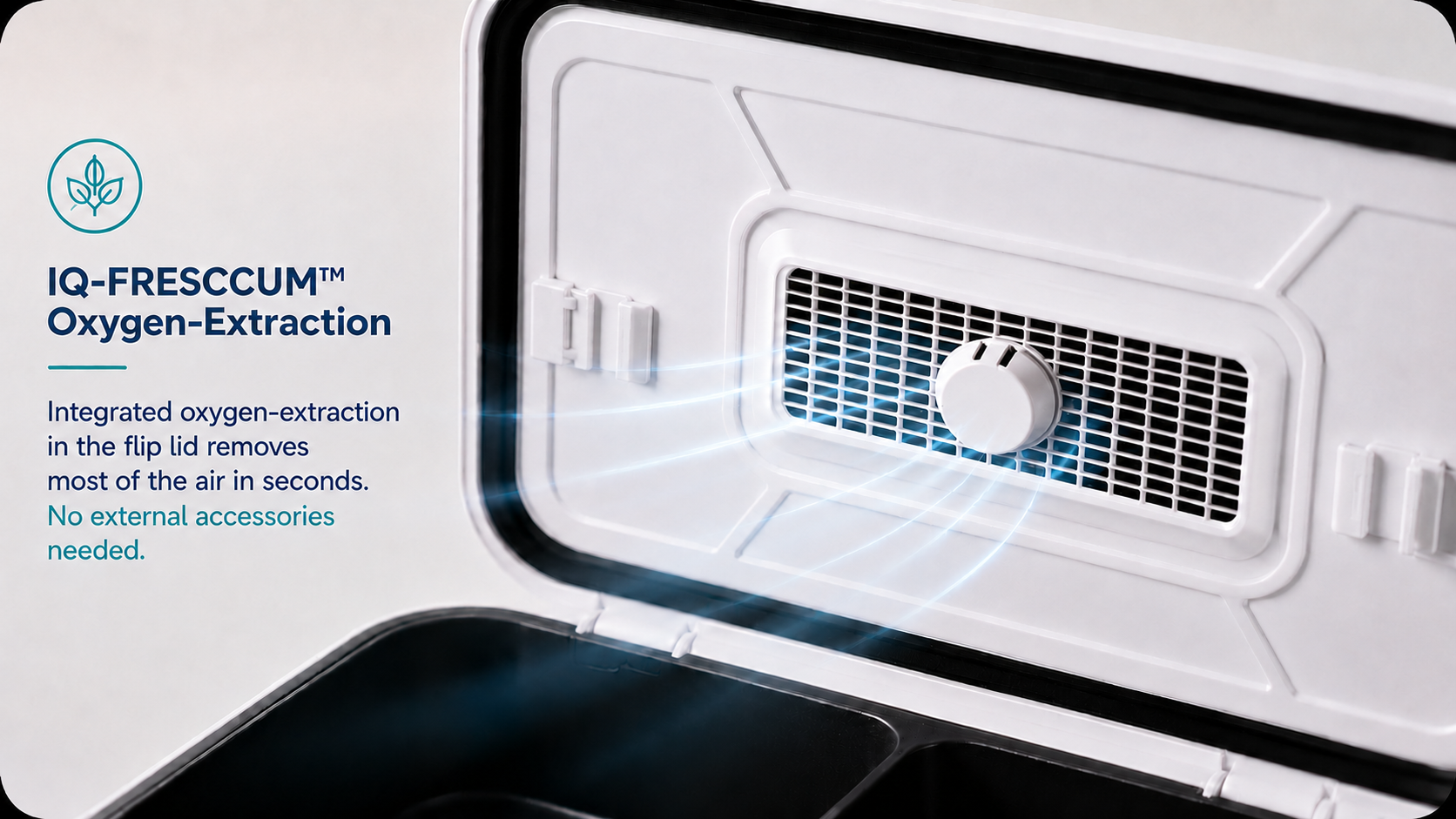 IQ-FRESCCUM oxygen-extraction system — prevents food oxidation in the innovative school lunchbox